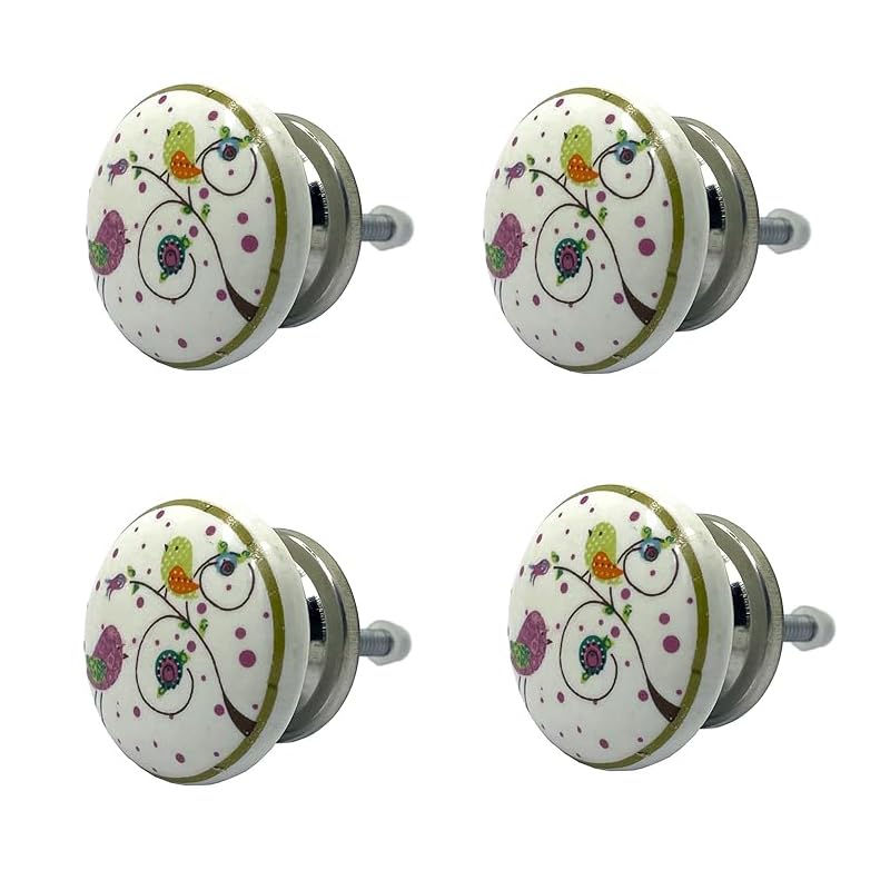 SHWETAIL Ceramic Vintage Shabby Chic Cupboard Drawer Door Knobs Pull Handles (Multicolour, 38 mm) Pack of 4 (Birds Garden) (B09TT2234J) Amazon Price History, Amazon Price Tracker
