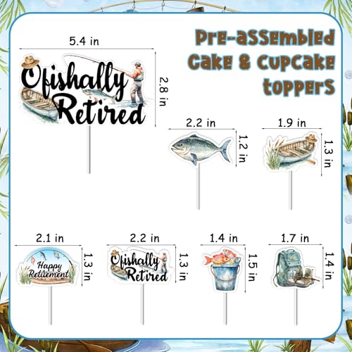 Decoraciones para tarta de jubilación temáticas de pesca con 25 adornos 5