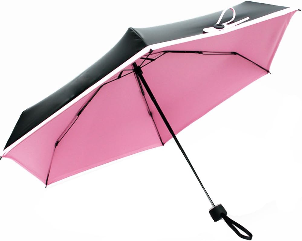 CNHY Mini Umbrella Travel Anti Ultraviolet 5 Folding Compact Pocket Umbrella, Ultra Protective (95% UV Resistance)๏ผPink๏ผ