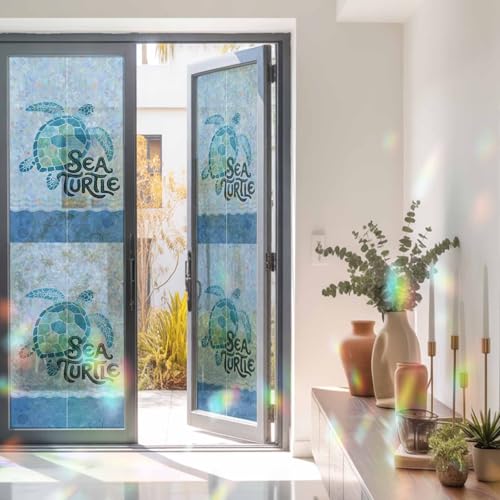 Película decorativa de ventana con tortuga azul miniatura 2