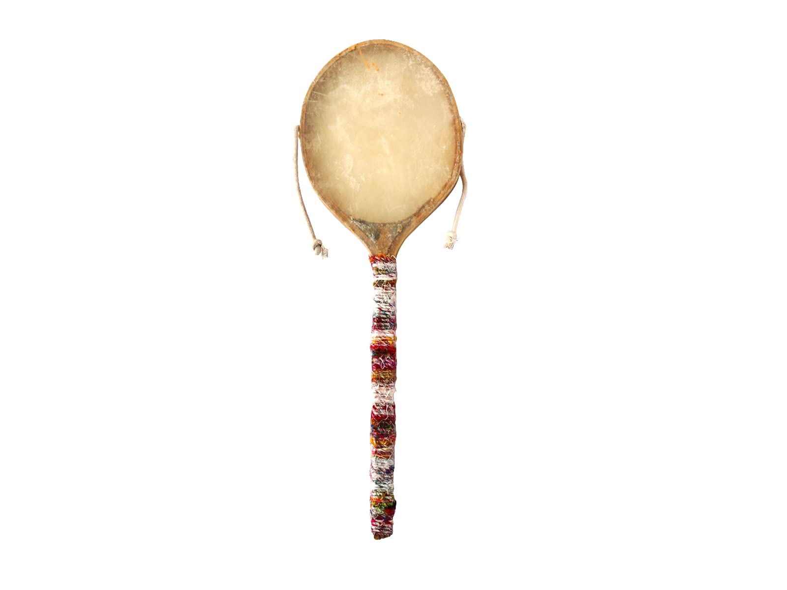 DeKulture Handheld Traditional Damroo Lollipop Drum, Traditional Indian Folk Musical Percussion Instruments, Handmade Damru, 20 Inches long