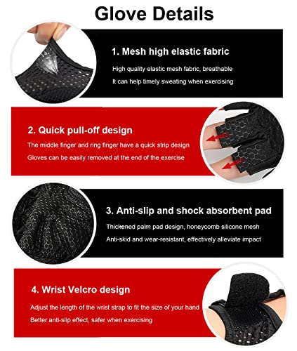 Workout Gloves For Women & Men, Gym Gloves Weight Lifting Gloves For Men, Mens Workout Gloves Fitness Gloves (L, Black) #TOP3