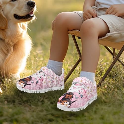 Boy Shoes Athletic Running Fashion Sneakers Walking Breathable Kids Girls Fitness Cross-Training Tennis Lightweight Shoes(Little Kid/Big Kid) Cute Dog Cherry Pattern3