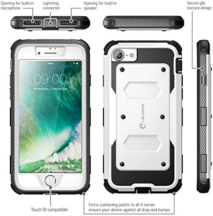 i-Blason Armorbox Case Designed for iPhone SE2 2020 /iPhone 7/iPhone 8, Built in Screen Protector Full-Body Rugged Holster Case for iPhone SE 2nd Generation (White)