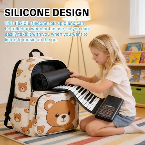 CISSIYOG 88 Tasten Roll Up Keyboard Piano, Keyboard Klavier faltbar mit 128 Rhythmen & 128 Tönen & 20 Demos, E-Piano mit MIDI-Bluetooth & Fußpedal für Erwachsene Kinder Anfänger