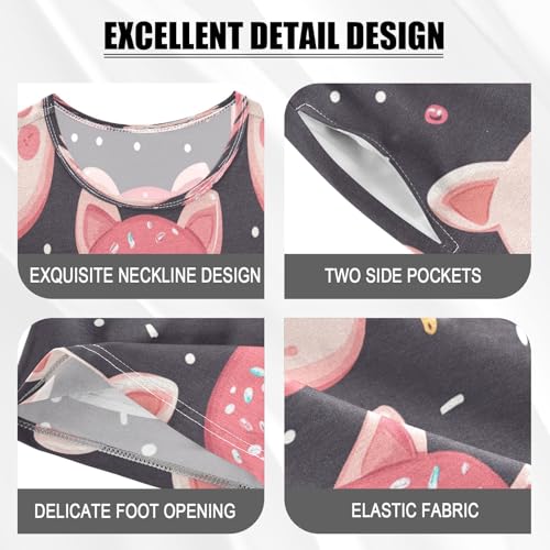 Pajama Sets Short Sleeve Pig Donut Pattern Prints Soft Cotton Summer Sleepwear 2 Piece PJS Size 5-14T3