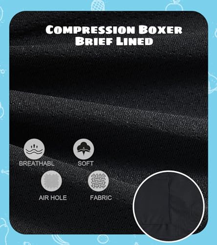 Cozople Boys Swim Trunks Compression Liner Swim Shorts Quick Dry Bathing Suit with Boxer Brief Swimwear 4-10T3