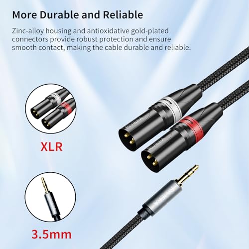 Câble audio 3,5 ST-2 x XLR à faible bruit pour instrument 6 m - 6