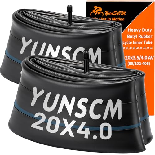 YunSCM 2-PCS 20x4 Verdickung Fatbike Schläuche 20x4.0 102-406 E Bike Reifen Schlauche 20 Zoll Kompatibel 20x3.50-4.0 MTB/Rennrad Fahrrad Schläuche 20x3.5 20 x 4.0 |AV32mm Schrader Ventil