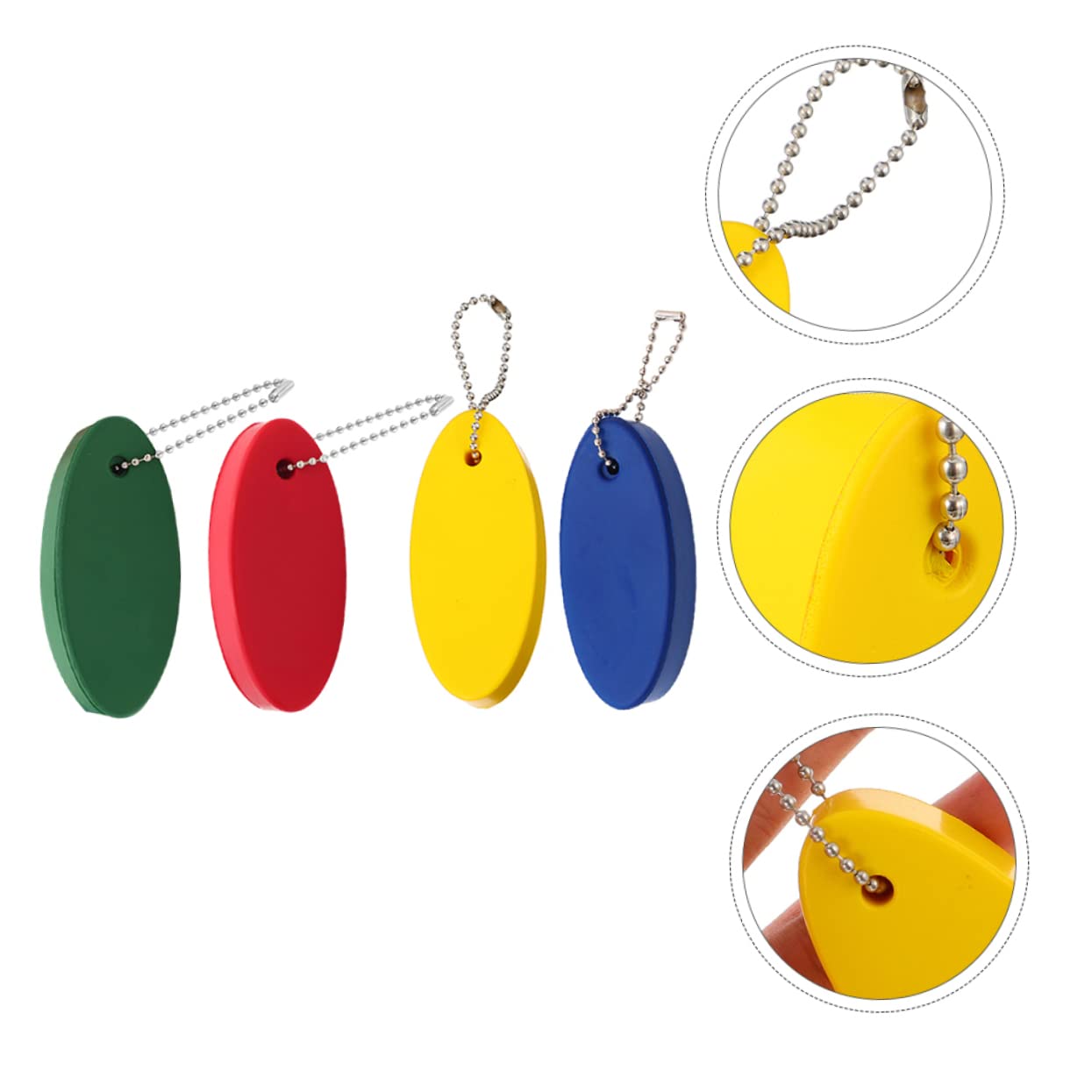 Toddmomy 4pcs Blue Floating Pu Keychain Oval Shape Floating Keyring Key Float for Boating Sports Activities Random Color