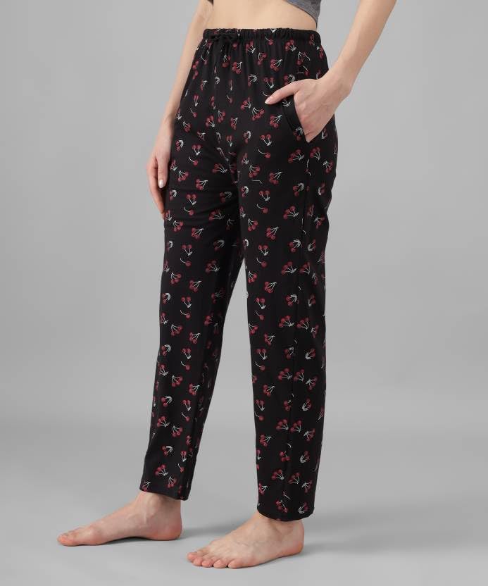 Image of Women's Cotton Pyjama, Drawstring Waist with Pockets, Soft Comfortable Sleepwear - (Pack of 3)