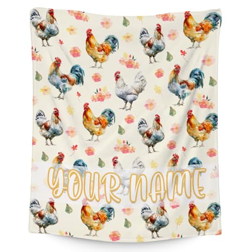 Custom Chicken Blanket, Cute Soft Throw Gifts for Grils Teens, Cozy Flannel Throw Blankets for Couch Office, 40"x50"
