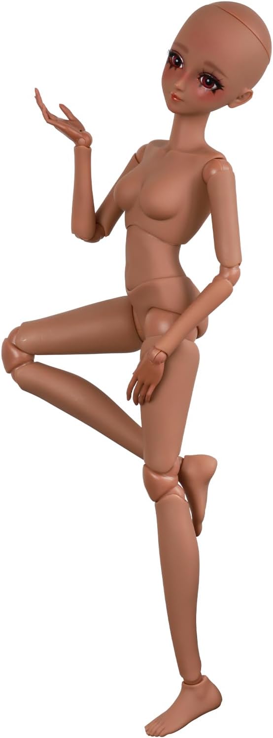 1/3 Tan Skin BJD Doll Body - Hand-Painted Anime Face, Customized DIY Doll with 16 Moveable Joints, Changeable Eyes for Display, Photography Prop image 3