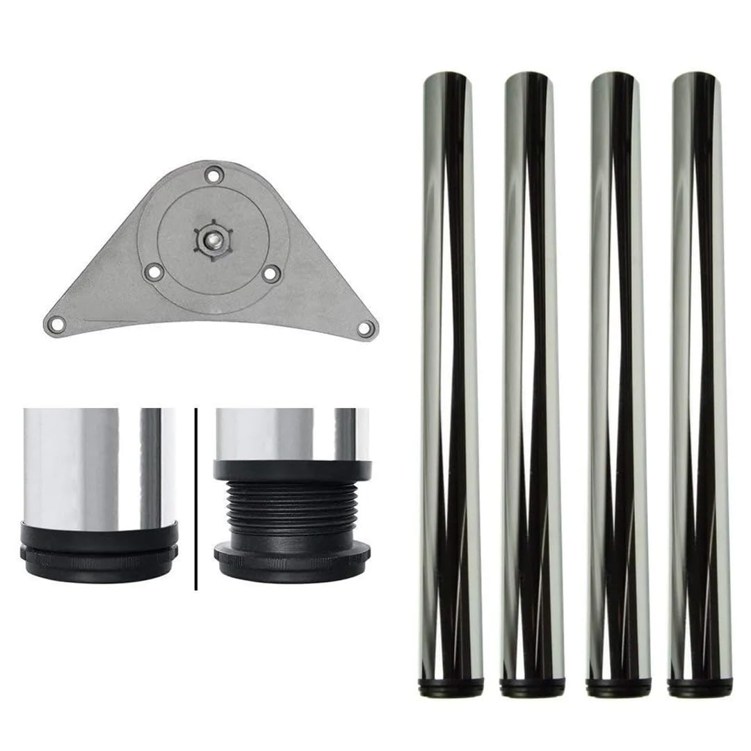 The Shopfitting Shop 4X Cabinet Legs Kitchen Feet Worktop/Unit/Breakfast Bar/Desk Table Legs Furniture Legs - Chrome Metal - Adjustable Height (820mm / 82cm)