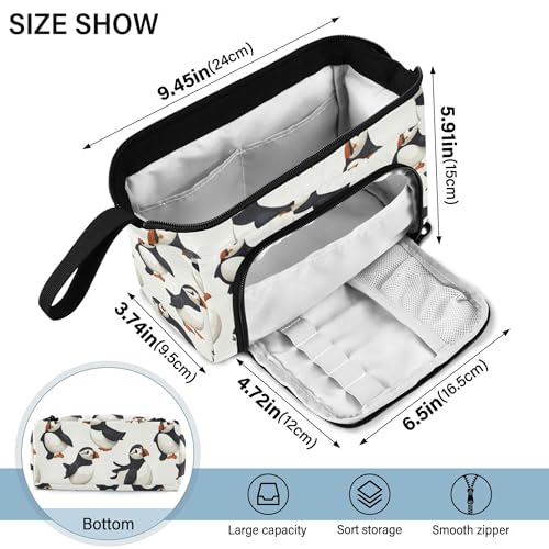 Image of Fisyme Cartoon Puffin Bird Pencil Case Large Capacity Pen Bags Box Big Makeup Pouch Organizer