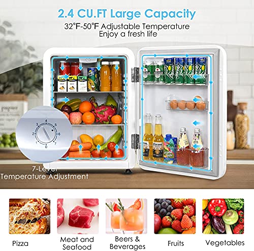 Ldaily Compact Refrigerator, 2.4 Cu Ft Mini Fridge With Adjustable Temperature 32℉ To 50℉, Auto Defrost, Reversible Door, Removable Glass Shelves, Small Fridge For Dorm, Garage, Camper, Basement Or Office (White) #TOP4