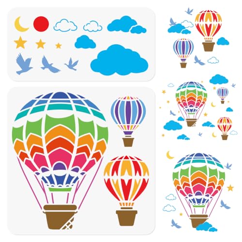 DOODLREAM 2 Pieces Hot Air Balloons Craft Art Stencils