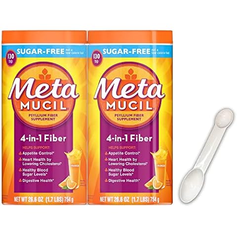Metamucil Sugar Free Powder, 2-Pack (260 Total Servings). Includes Measuring Spoon Cover