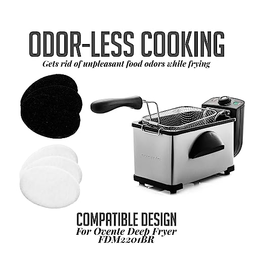OVENTE 2L Electric Deep Fryer Replacement Filters Set, Pack of 3, White/Black - ACPFDM2203 (for consumers of electric deep fryers)