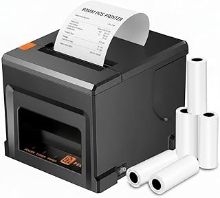 Impresora Térmica POS 80mm | USB y Bluetooth para Android/Windows | Cortadora Automática 300mm/s | Incluye 5 Rollos de P...