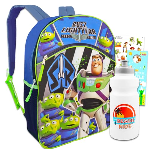 Sac à dos Toy Story Buzz l'Éclair 38 cm avec gourde et autocollants pour garçons