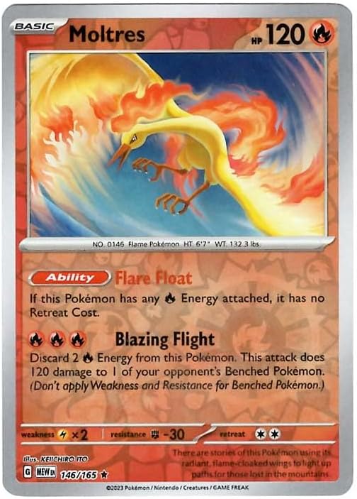 Pokemon - Moltres 146/165 - Pokemon 151 - Reverse Foil - Single Card