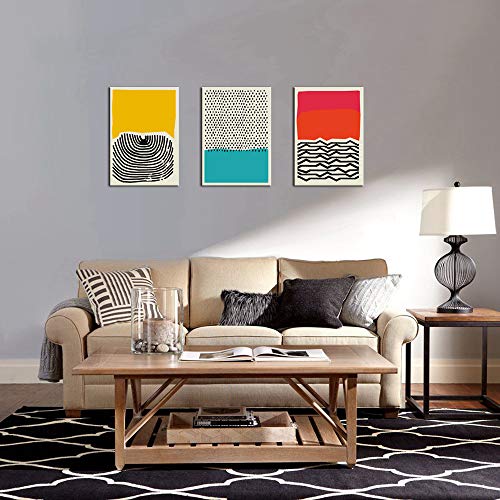 Modern Abstract Art Prints Yellow Red And Blue Canvas Poster Canvas Wall Art Paintings For Living Room Wall Artworks (Geometry, 12X16Inchx3) #TOP5