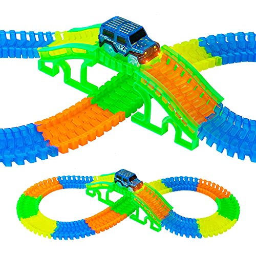 Vumdua race tracks and led race car 133 pcs glow in the…