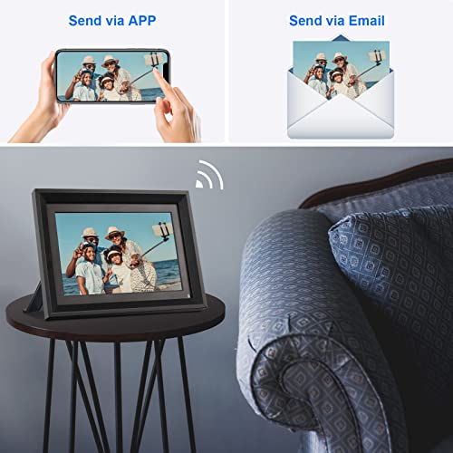 Aocwei Digital Picture Frame Wifi 10.1 Inch Wood Electronic Photo Frame With 16Gb Storage, Motion Sensor, Hd Ips Touch Screen, Share Photos Or Videos Via Free App/Email, Usb Drive & Tf Card (Black) #TOP1