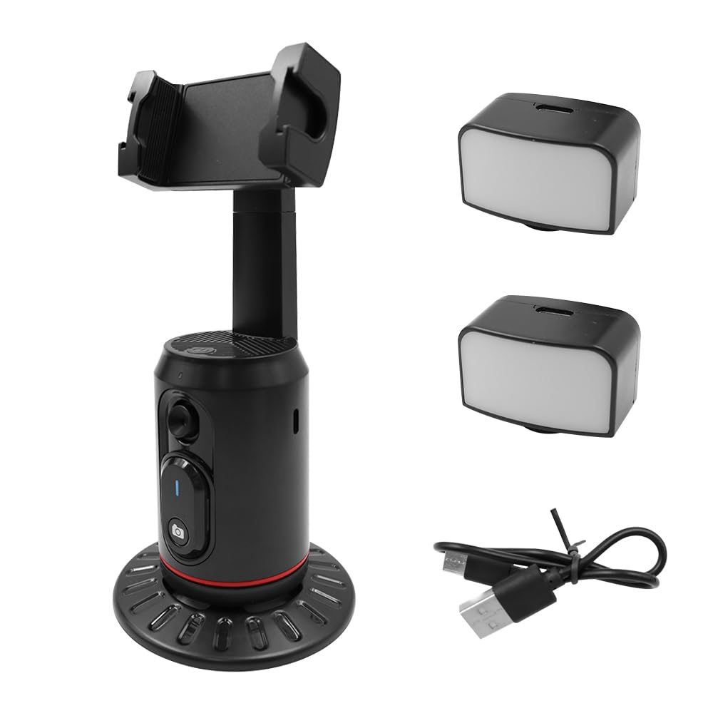 POFET Treppiede per Selfie con Stick per Selfie con tracciamento Automatico del Volto con Luce di riempimento remota Bluetooth per Streaming Video Tiktok di Vlog