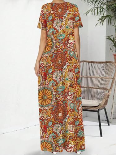 Image of Nimsruc Women Summer Long Dress Casual Sexy Short Sleeve Loose Maxi Dresses for Women 2025
