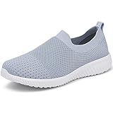 LANCROP Women's Sock Walking Shoes-Comfortable Mesh Slip on Tennis Gym Sneakers 5 US, Label 35 Grey