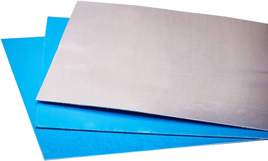 PandaHall 12pcs 0.5mm Thin Aluminum Practice Sheets Unplated Aluminium Panel Plate Metal Craft Pack for Jewellery Making Hand Stamping Embossing Etching, 15 cm/ 6Inch