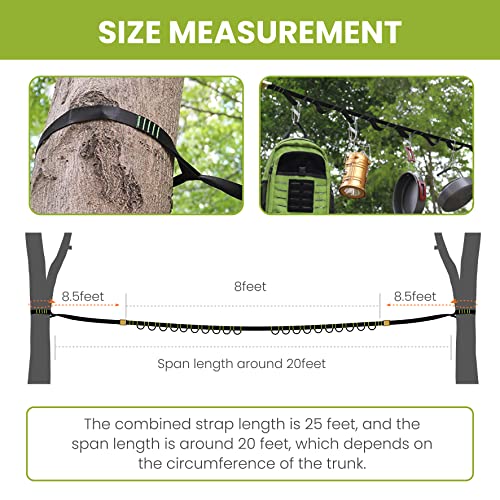 Ayaport Campsite Storage Strap 25Ft Camping Lanyard Tent Hanging Organizer With 20 Loops 12 Hooks Must Have Tent Gear Camp Kitchen Accessories #TOP1