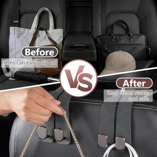 Image of Headrest Hooks for Car, Twinhook Car Seat Hooks for Headrest (Max) | Leather Car Purse Holder Hooks for Purses and Bags, Universal Car Headrest Hangers Seat Back Organizer for Travel