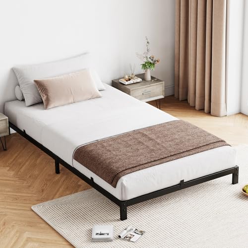 GAOMON 6 Inch Twin Bed Frame, Low Profile Twin Metal Platform Bed Frame Support Mattress Foundation, Noise Free, Easy Assembly, Black