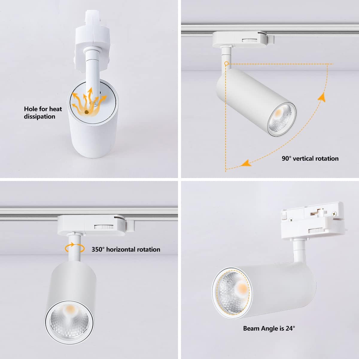 Led Track Lighting,3 Pack Dimmable Ceiling Spot Light,Compatible with Single Circuit H Track Light Rail, for Accent Task Wall Art Exhibition Lighting,7w 4000k 24°(White housing 4000k)