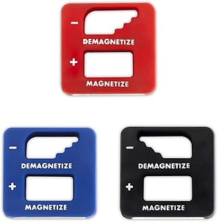 Katzco Precision Demagnetizer-Magnetizer - Pack of 3 Colors - Black, Red, Blue - for Screwdrivers, Small Tools, Small, Big Screws, Drills, Drill Bits, Sockets, Nuts, Bolts, Nails, Construction Tools