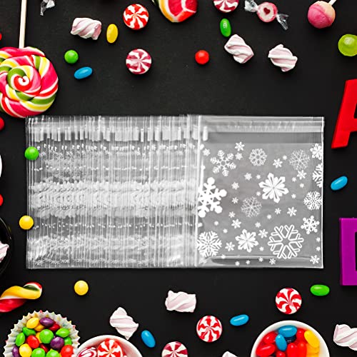 Sacs en Cellophane Sacs Cadeaux, 100 Pièces Sacs à Biscuits Auto-adhésifs Petits Sacs en Plastique de Noël Halloween Transparents, Noël Sacs à Fond Sacs à Bonbons, Biscuits à Bonbons, Pâtisseries Cover