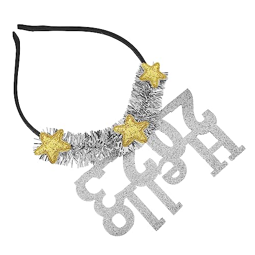Healeved 2023 Mujer decoración exquisita revelación de género pañuelo pinzas para el cabello hair topper accesorios fiesta diadema de año nuevo aro de pelo de año nuevo arte latte Silver