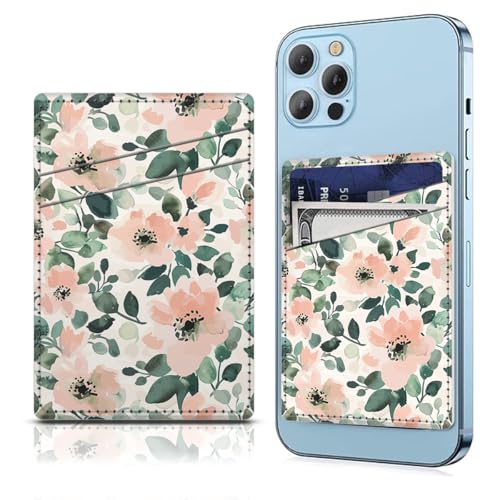 Bolsillo para tarjetas de crédito para funda de teléfono con diseño de rosas