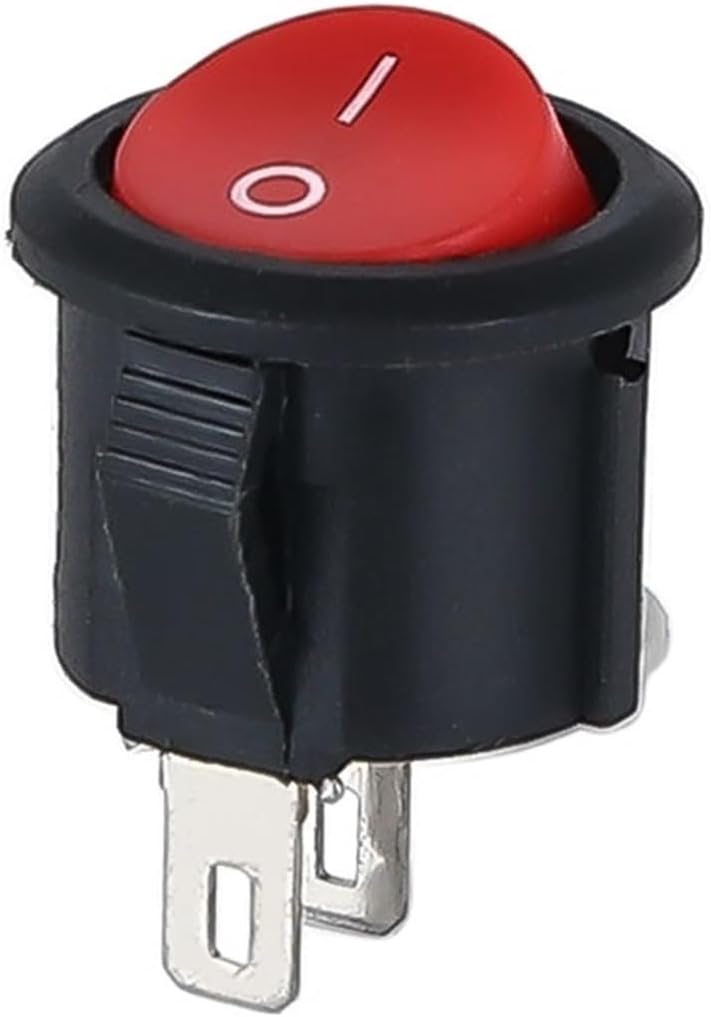 5 Pieces 20mm Diameter Round Rocker Switch Black mini 2-pin ON-Off KCD1-105(Red)