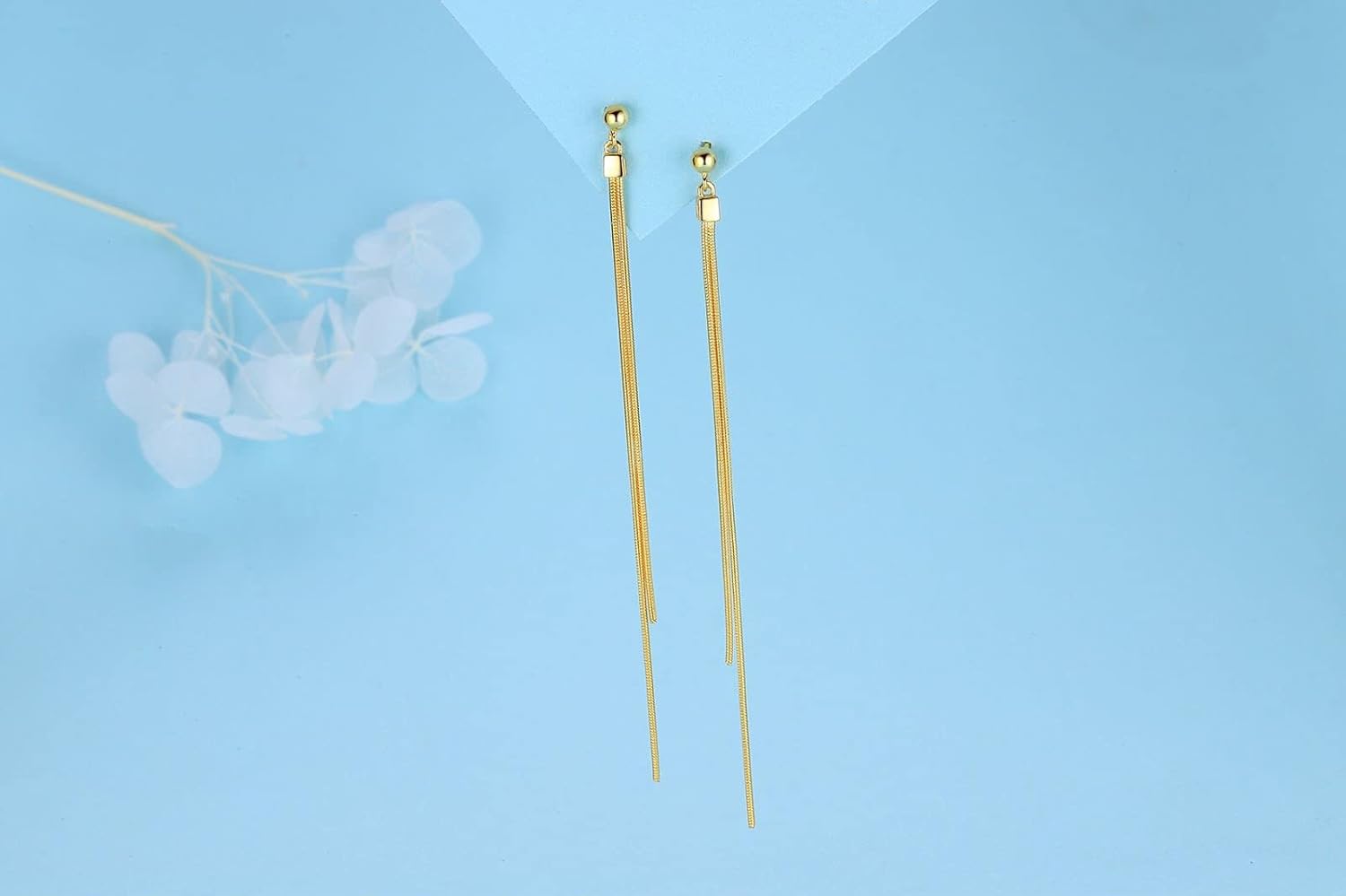 925 Sterling Silver Long Dangle Chain Tassel Line Threader Earrings for Women Girls - Image 3