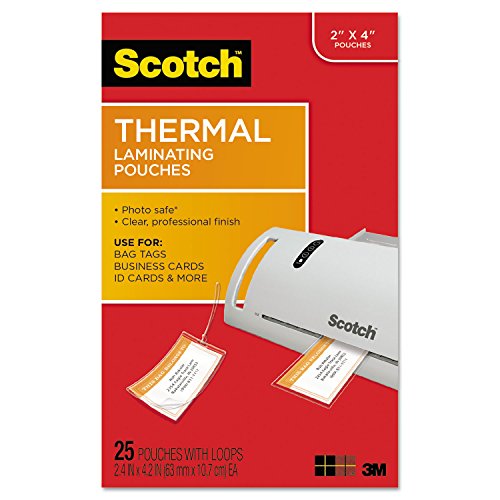 3M Scotch TP585325 Luggage Tag Size Thermal Laminating Pouches, 5 mil, 4 1/5 x 2 1/2, 25/Pack