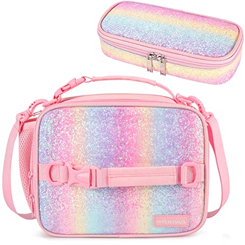Mibasies Kids Lunch Box With Pencil Case For Girls Rainbow Bag Set cover