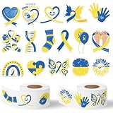 BkeeCten Down Syndrome Stickers Rolls - 1000 Pcs Down Syndrome Awareness Month Waterproof Vinyl Reusable...