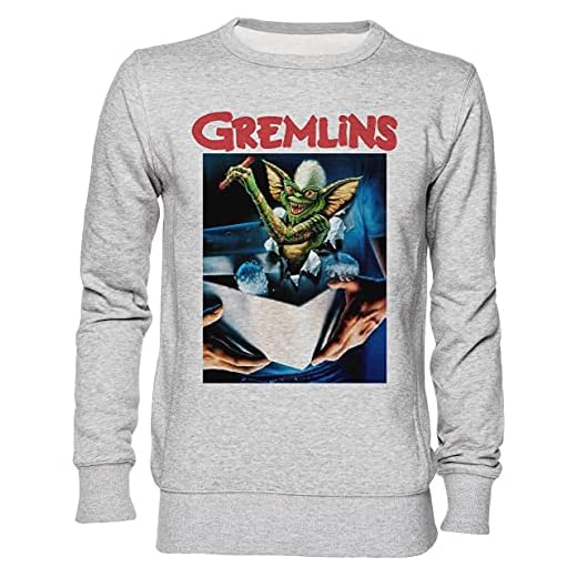 Capzy Gremlins Science Fiction Gris Jersey Sudadera Unisexo Hombre Mujer Tamaño L Grey Unisex Jumper Size L