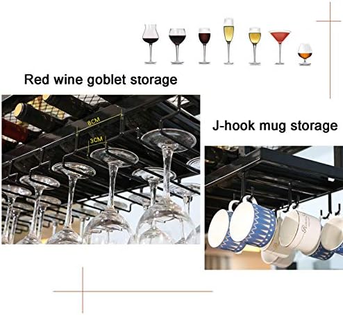 Estante para Vinos y Copas de Metal Montado en Pared o Techo miniatura 2