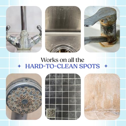 Image of Cleevo Tap & Tile Cleaner | Limescale & Hard Water Stain Remover | Removes White Cast, Soap Scum & Rust Stains | Non-Toxic | Suitable for Bathroom, Taps, Showers, Tiles & Brass surfaces