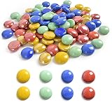 LUEYAO 1LB Colored Flat Marbles Glass Gems Beads for Aquarium Succulent Garden Decoration Craft Proj